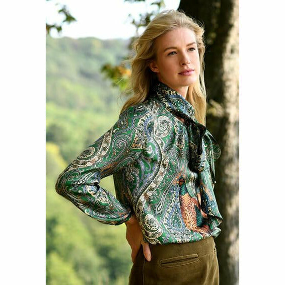 Sidenblus Paisley Fasan