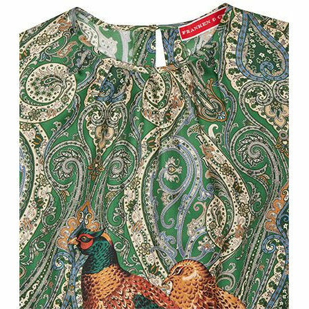 Sidenblus Paisley Fasan