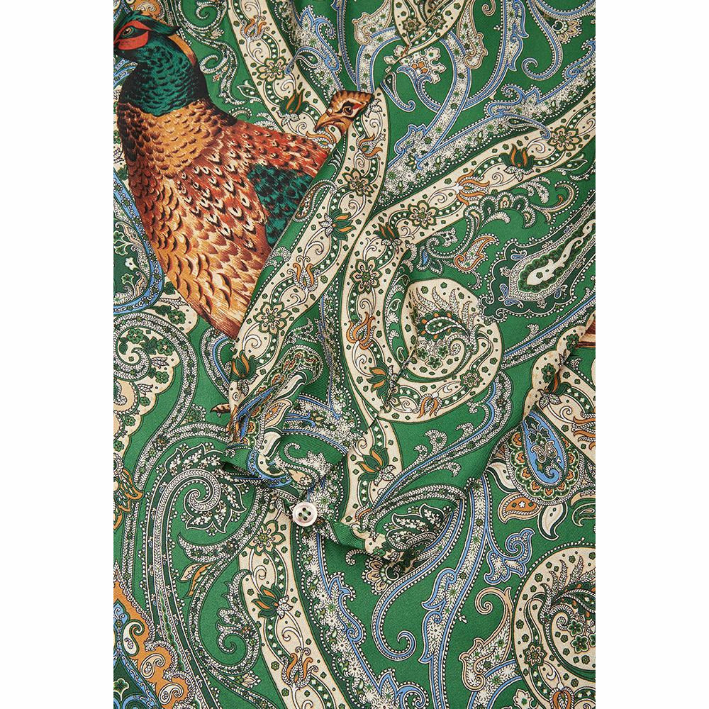 Sidenblus Paisley Fasan