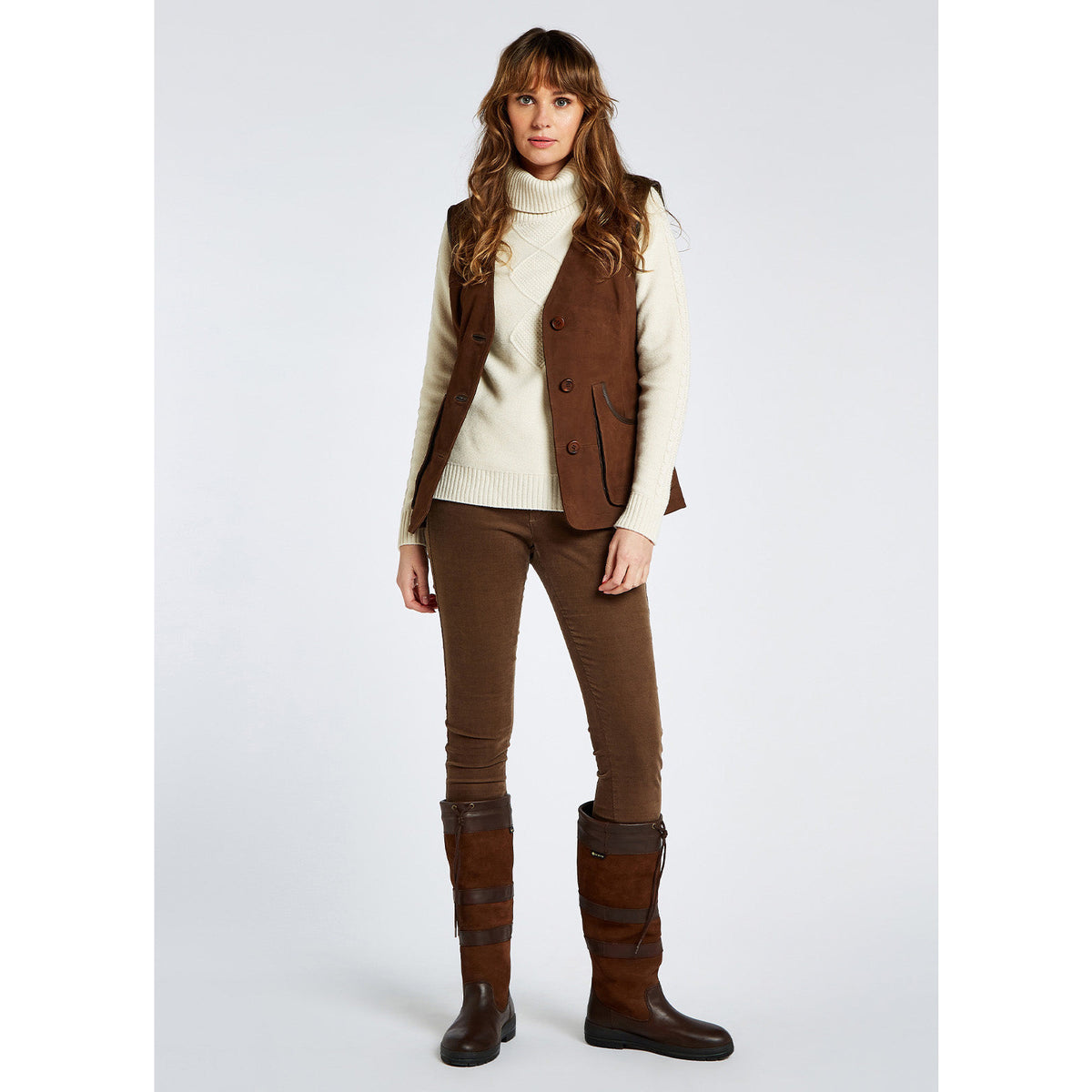 Allendale Leather Gilet Walnut