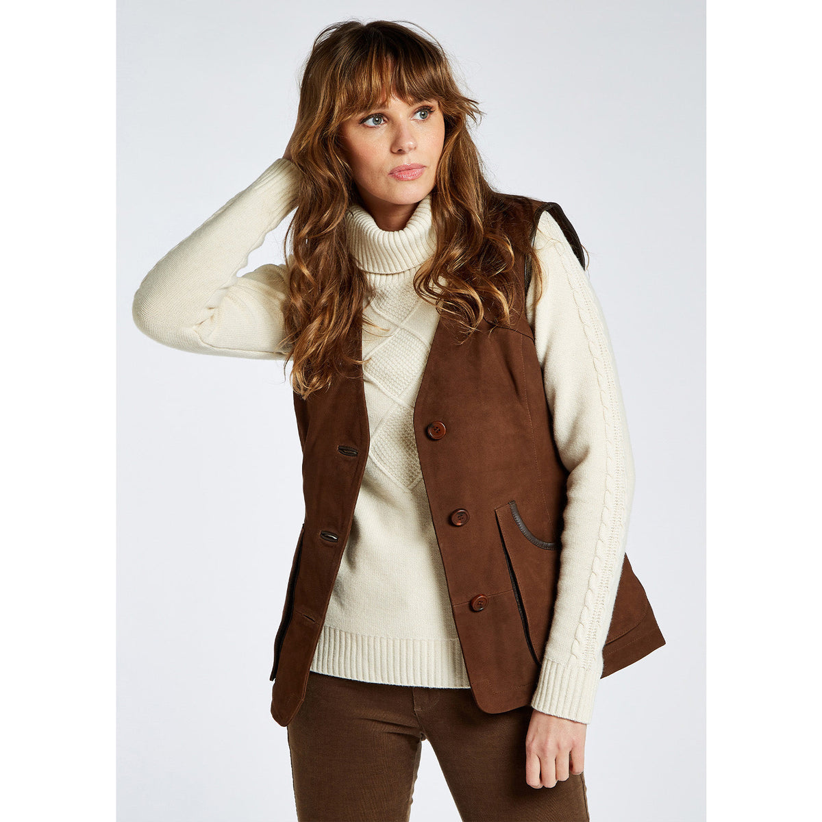 Allendale Leather Gilet Walnut