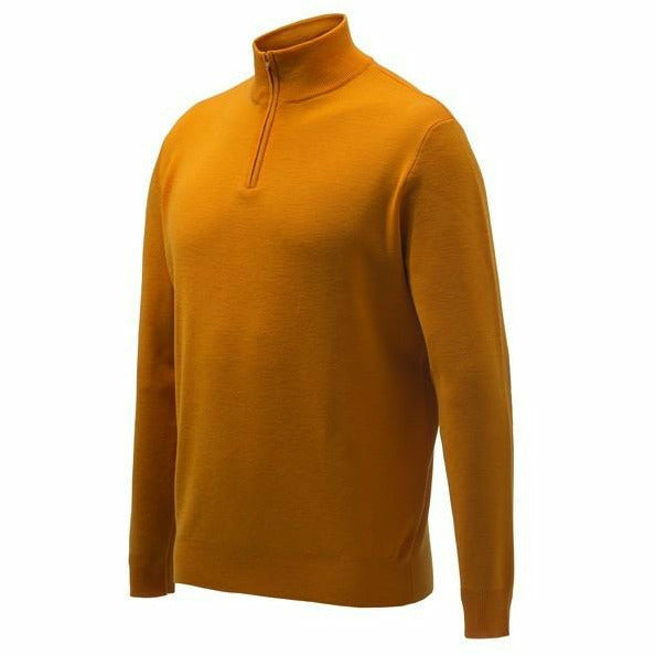 Light Merino Half Zip Sweater Orange - STORLEK LARGE