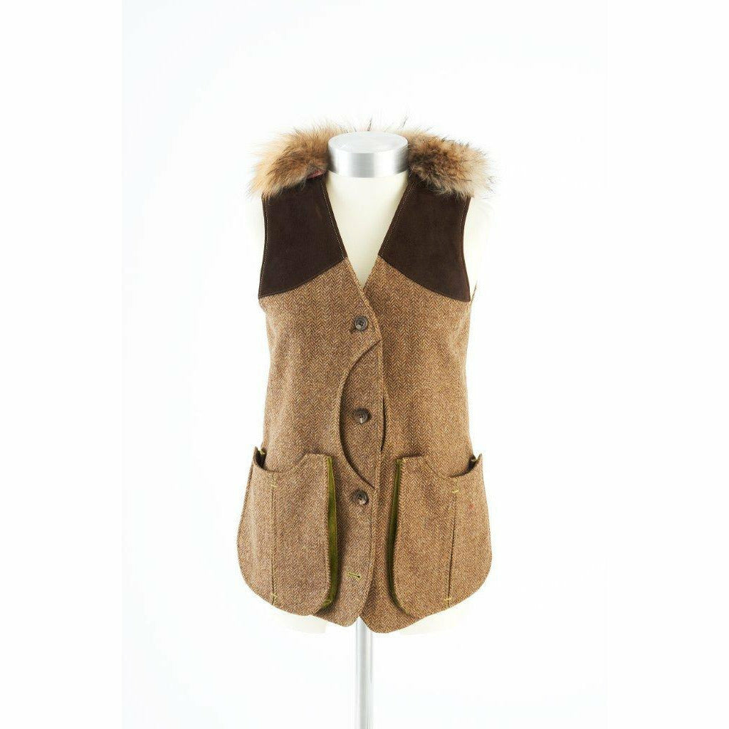 Skytteväst Dam Brun med pälskrage