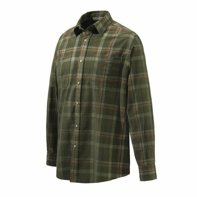 Manchester Corduroy Shirt Green &amp; Orange Check
