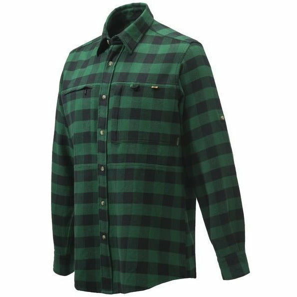 Overshirt Zippered Pocket Green Check - STORLEK SMALL