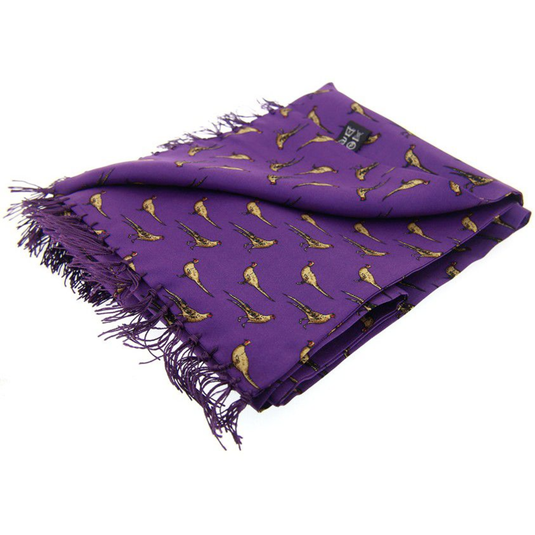 Sidenscarf med Fasaner / Lila