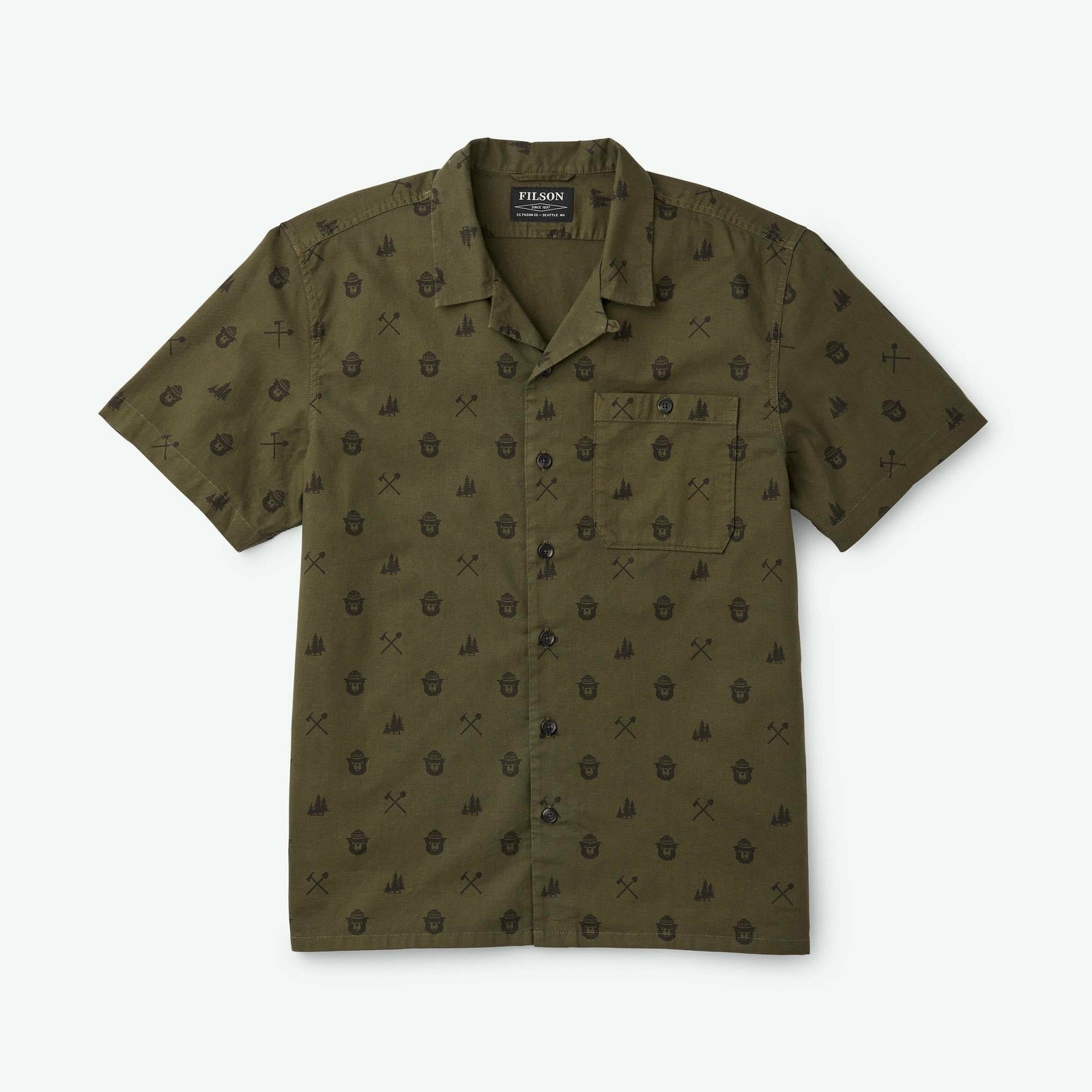 Smokey Bear Camp Shirt Olive - STORLEK MEDIUM