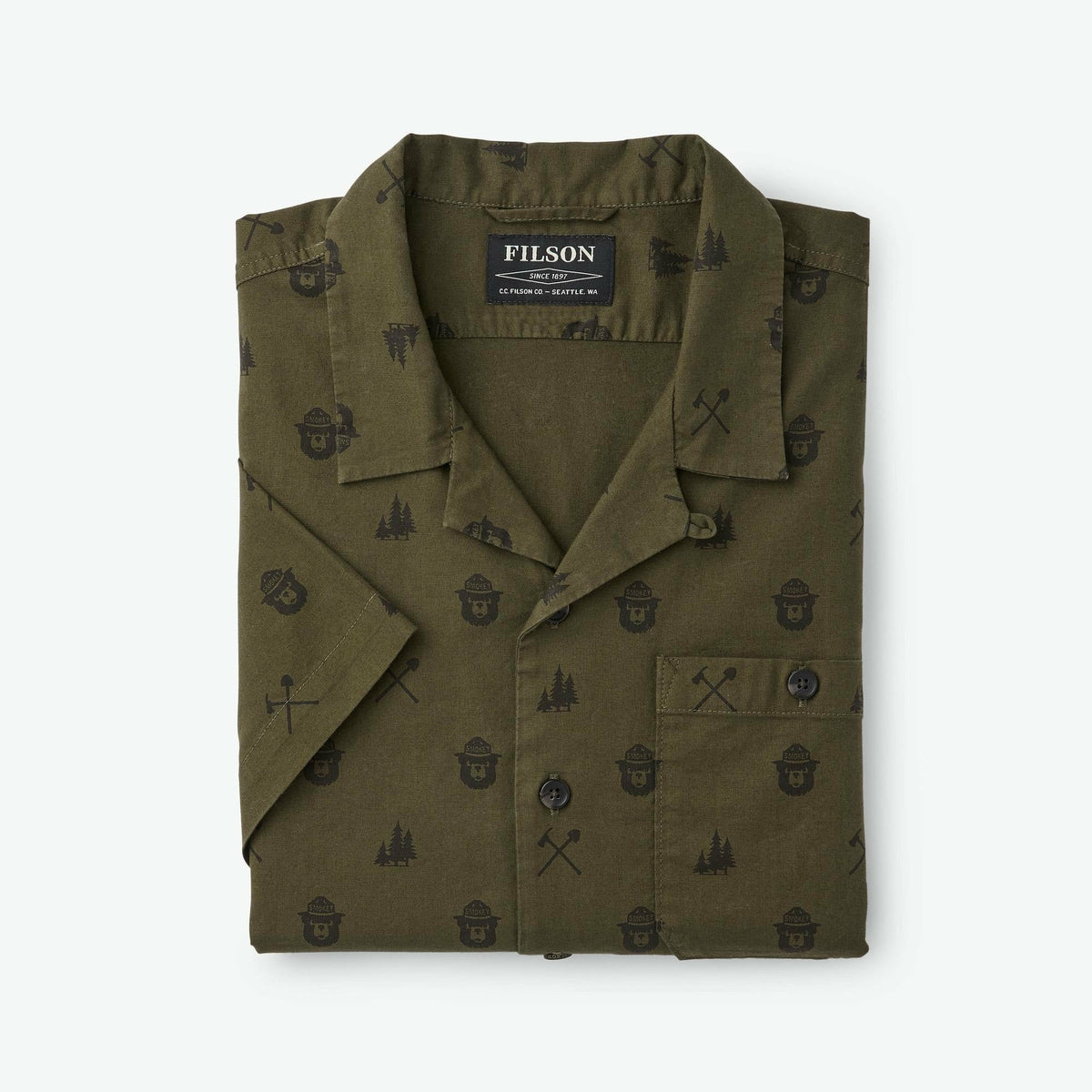 Smokey Bear Camp Shirt Olive - STORLEK MEDIUM