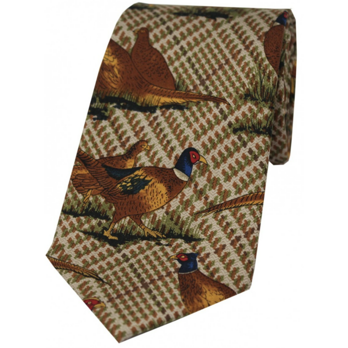 Sidenslips med Fasaner på Tweed