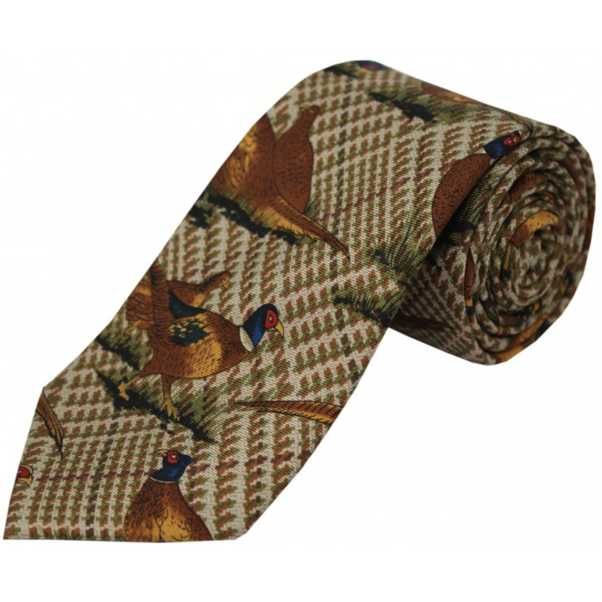 Sidenslips med Fasaner på Tweed