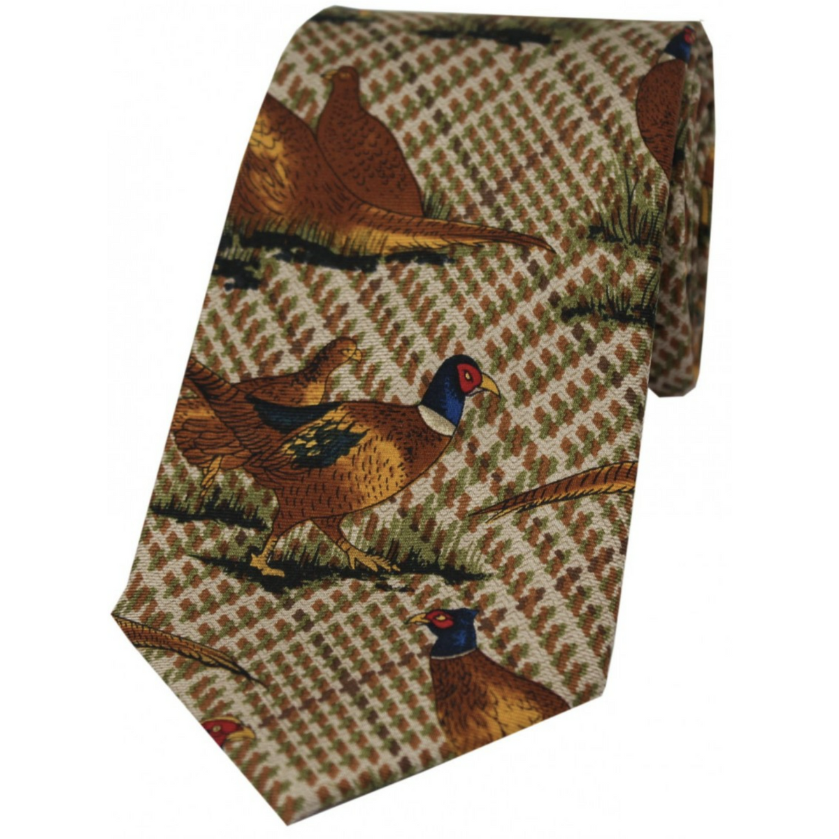 Sidenslips med Fasaner på Tweed