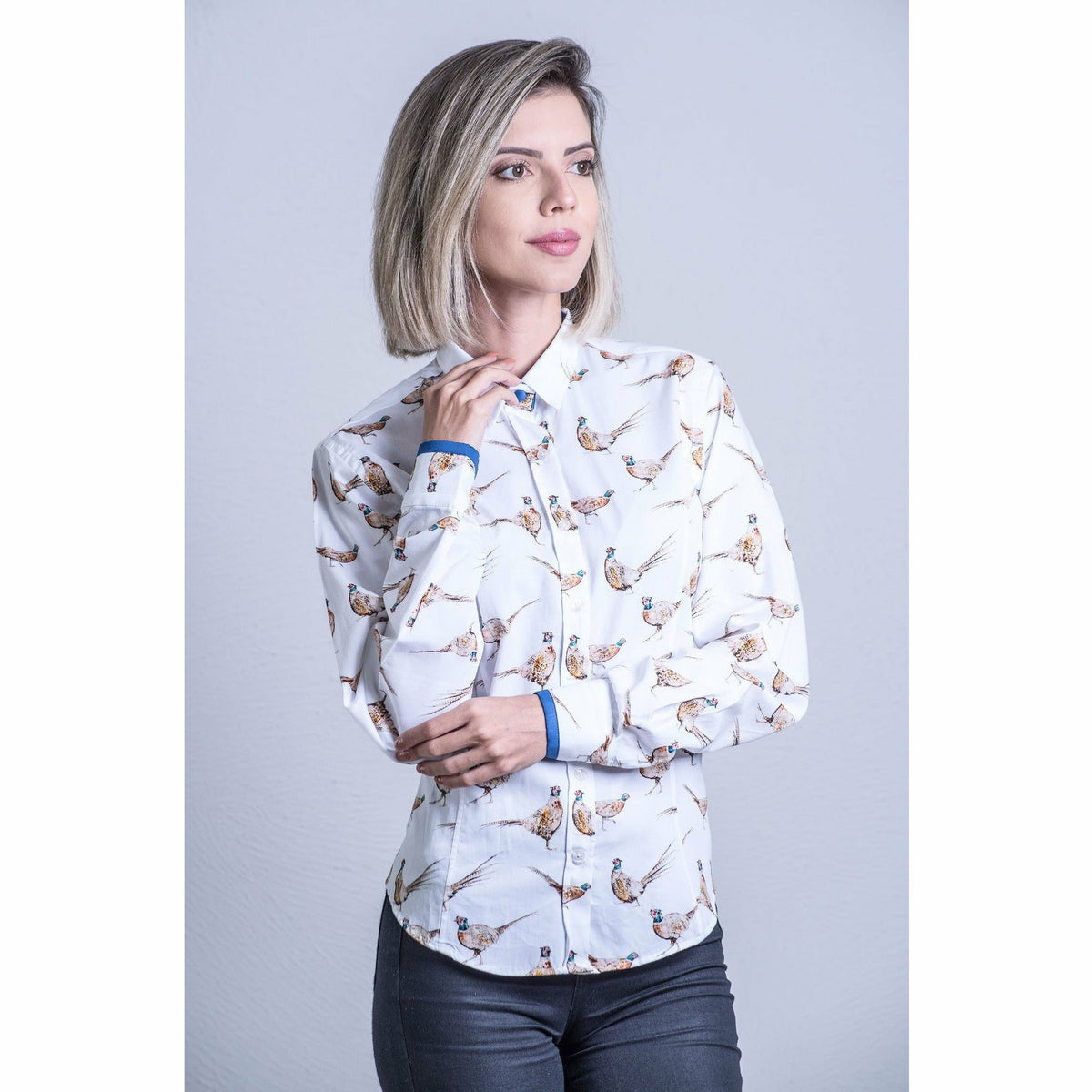 Layla Pheasants White Skjorta - Storlek 42 -