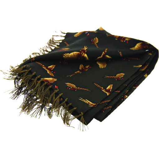 Sidenscarf Fasaner / Grön