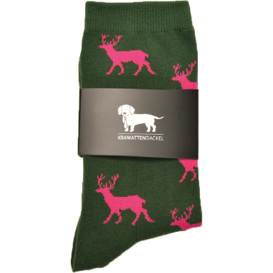 Grön Strumpa med Rosa Kronhjort