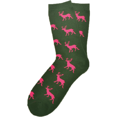 Grön Strumpa med Rosa Kronhjort