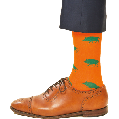 Orange Strumpa med Vildsvin